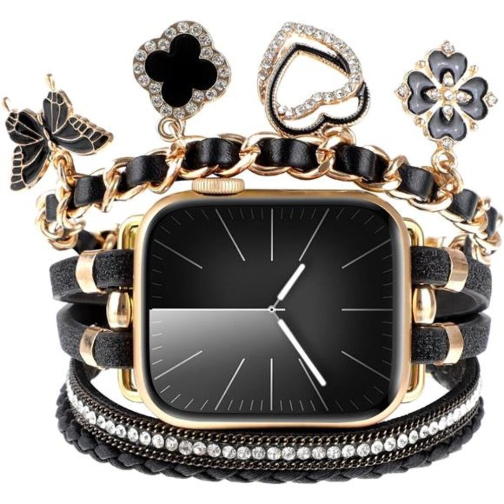 NEW Black/Gold Apple Watch Band with Charms